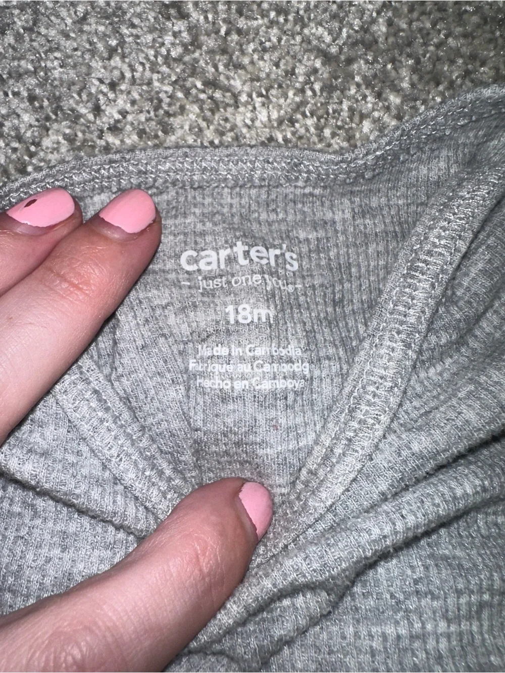 Carter's Gray Ribbed Long Sleeve Baby Bodysuit
